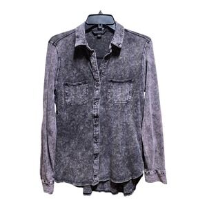 Rock & Republic Acid Wash Long Sleeve Button Down Shirt Women's Small